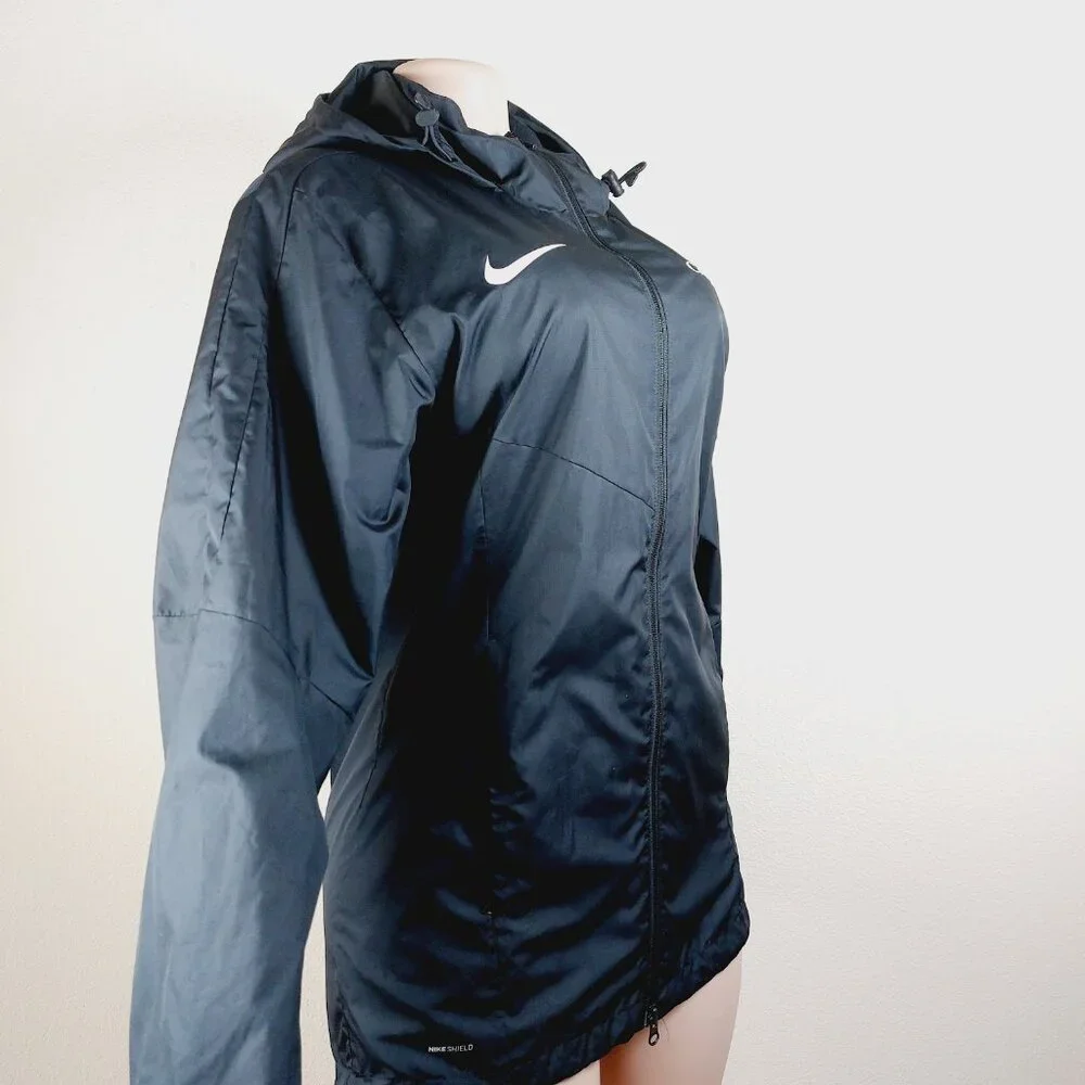 Nike Women's Black Shield Hooded Outdoor Trail Long Windbreaker Jacket Size M - Picture 6 of 14